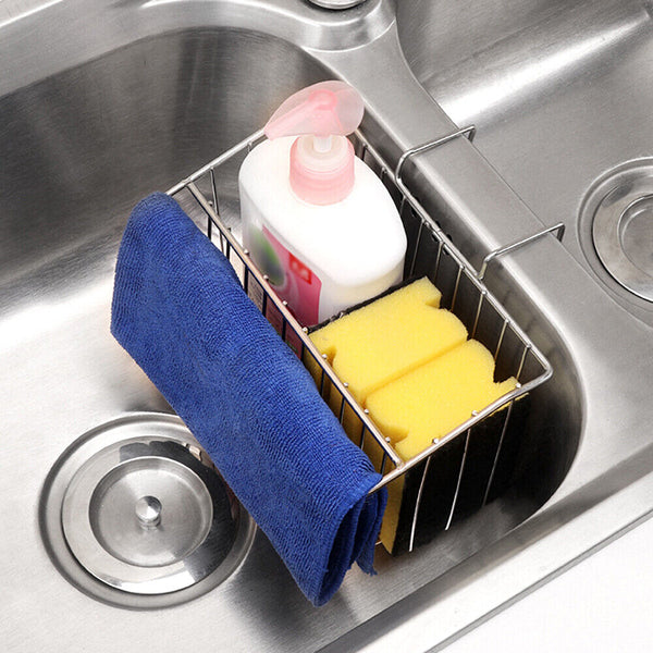 Kitchen Sink Caddy Tidy Storage Holder Rack Cleaning Organizer Stainless Steel