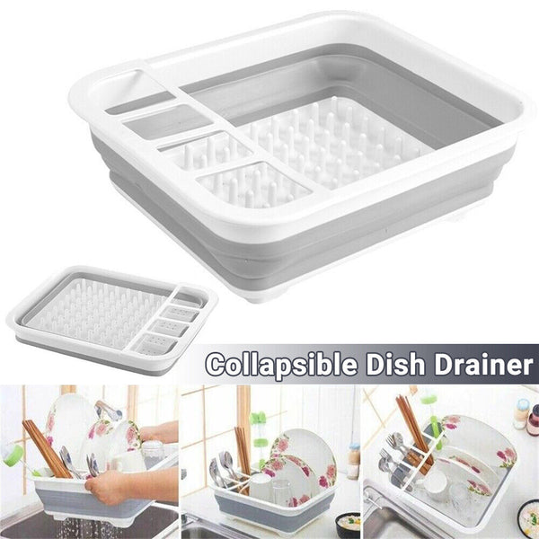 1-2x 10L Collapsible Dish Drainer/Drying Rack/strainer Caravan Cups Plates Shelf