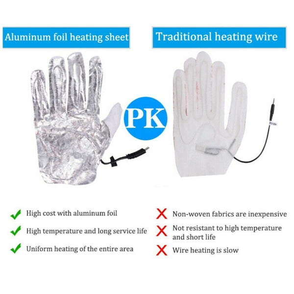 USB Electric Heated Gloves Motorcycle Riding Ski Rechargeable Waterproof Thermal