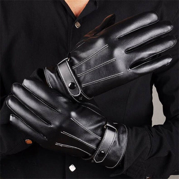 Leather Gloves Motorcycle Men Full Finger Touch Screen Driving Winter Warm New