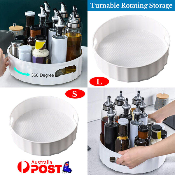 Kitchen Rotating Storage Spice Rack Organiser Round Bathroom Pantry Shelf Holder