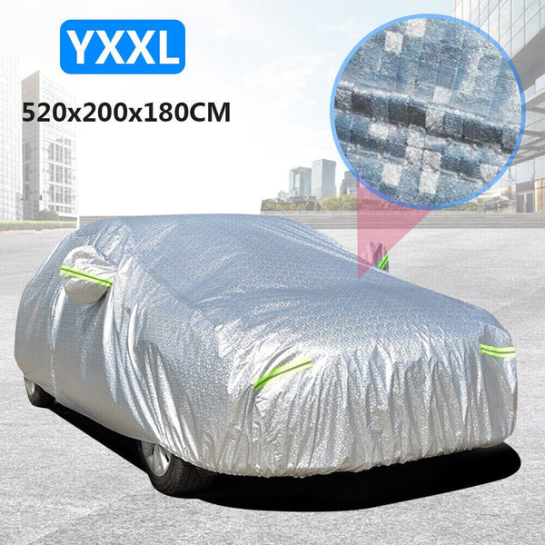 Waterproof Aluminum Car Cover 6 Layer Large Rain UV Dust Hail Resitant Full Size