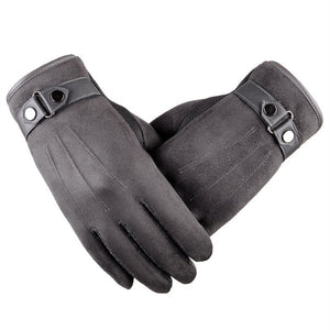 Winter Warm Men Thick Leather Gloves Driving Gloves Touch Screen Mitten Thermal