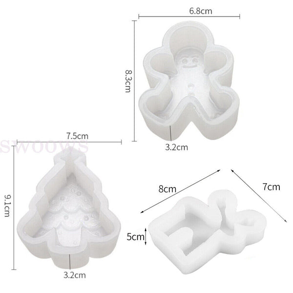 Silicone Mould 3D Art Wax Mold Christmas Candle Mold Snowman Tree Making Mold