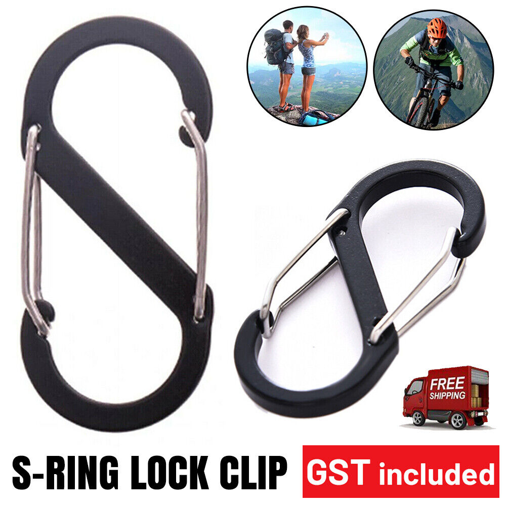 UP 100X Cable Carabiner Camping Hiking Hook Chain Key S-Ring Lock Clip Holder