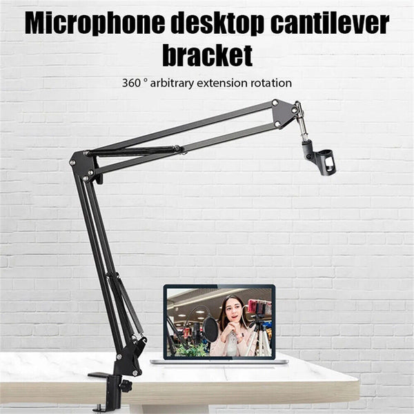 Pro Mic Microphone Holder Suspension Boom Arm Desktop Stand Mount for Broadcast