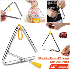 1/2x 10cm Musical Triangle Alloy with Striker Rod Percussion Instrument Kids Toy