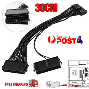 Power Supply PSU 24 pin ATX Mainboard Motherboard Adapter Connector Cable Dual