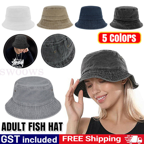 Unisex Oversize Big Head Bucket Hat Washed Distressed Cotton Anti UV Sun Hat