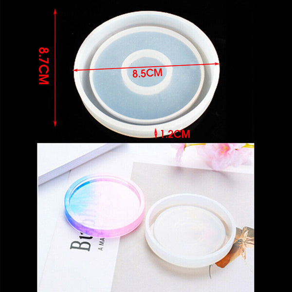 Coaster Resin Casting Mold Silicone Jewelry Agate Making DIY Mould Tool Craft AU