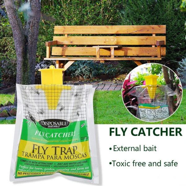 1-10x Fly Catching Bag Fast Results for Outdoor Disposable Fly Trap Pest-Control