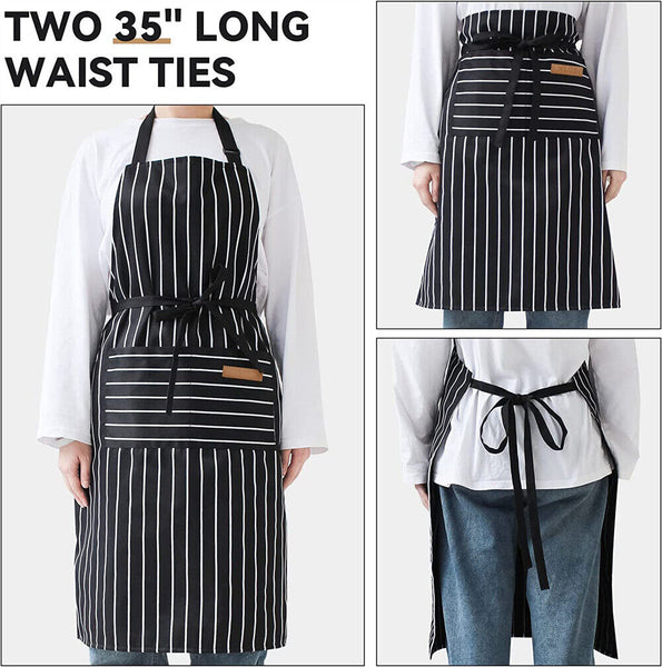 Adjustable Apron Hanging Neck Cooking Kitchen Baking Bar BBQ Chefs 2 Pockets AU