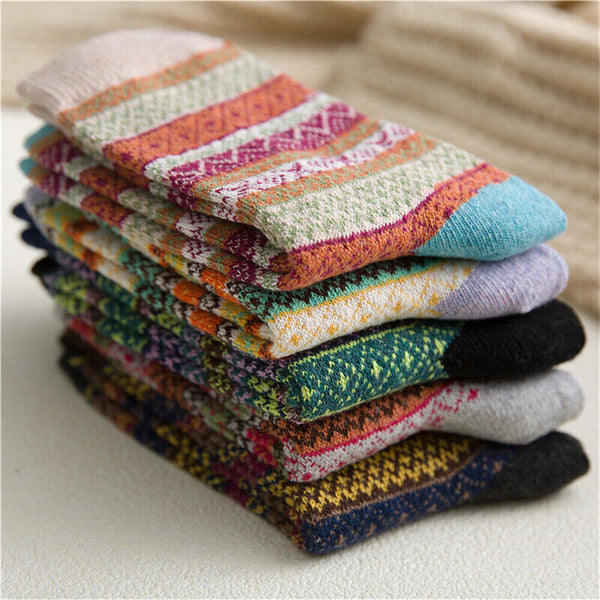 1-10 Pairs Thermal Socks Winter Nordic Wool Blends Cashmere Thick Warm Knitted