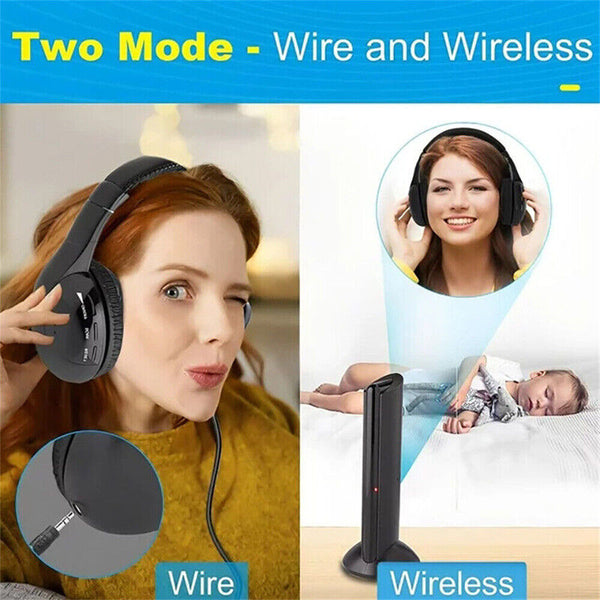 Wireless TV Headphones 5 In 1 Home Headset For TV Watching TV Ear Microphone AU