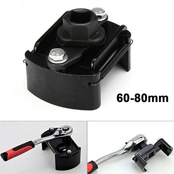 Universal 60-80mm Adjustable Oil Filter Wrench Cup 1/2" Housing Tool Remover Kit