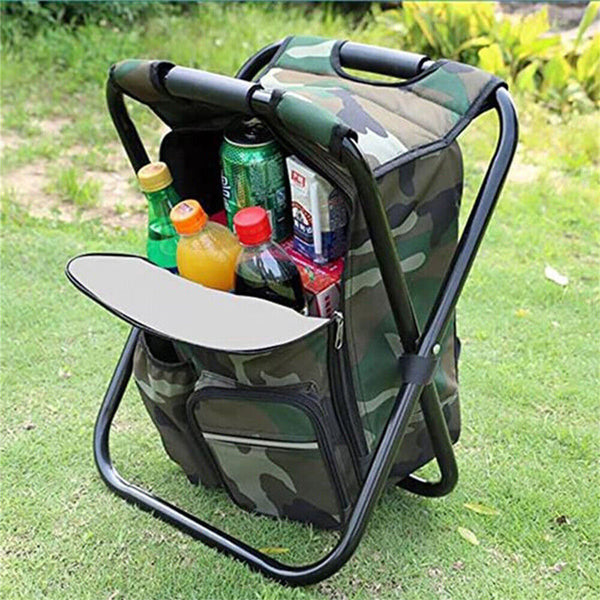 Portable Folding Backpack Chair Camping Stool Cooler Bag Rucksack Beach Fishing