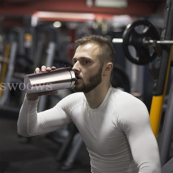 1/2x 750ml Stainless Steel Single Layer Shaker Cup Sports Water Cup, Fitness Cup