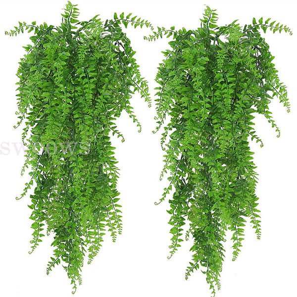 2/10x Artificial Hanging Plants Ivy Vine Faux Plastic Outdoor Fake Garden Decor