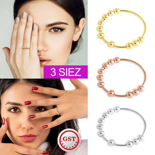 Rotatable Women Beaded Finger Rings For Anti-stress Anxiety Ring 2022 A