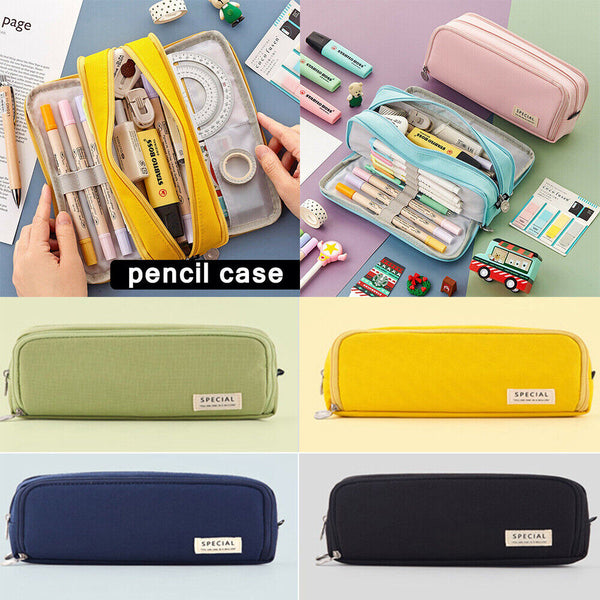 Zipper Pencil Case Pen Bag Organizer School Office Cosmetic Stationery Storage