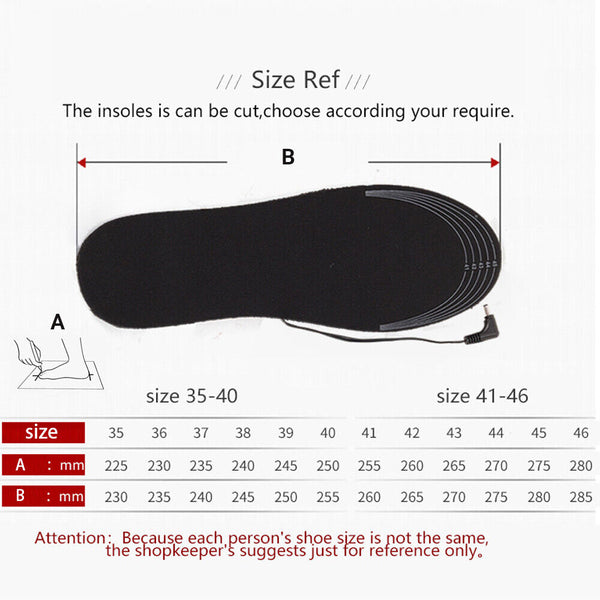 USB Electric Heated Shoe Insoles Feet Heater Foot Winter Warmer Pads Warm Socks