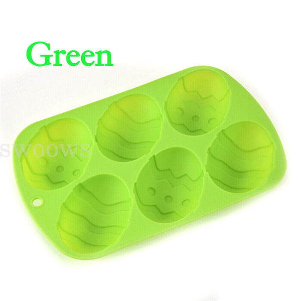 6 Cavity Silicone Eggs Shaped Mould 3D Easter Chocolate Baking Dessert Cake Mold