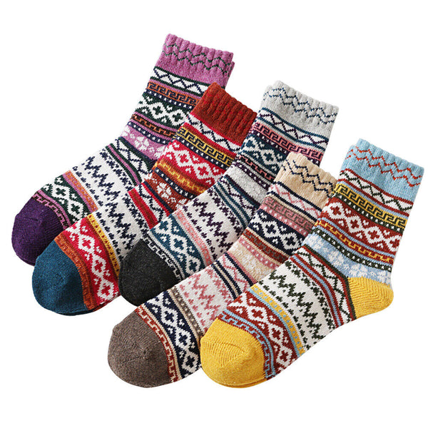 1-10 Pairs Thermal Socks Winter Nordic Wool Blends Cashmere Thick Warm Knitted