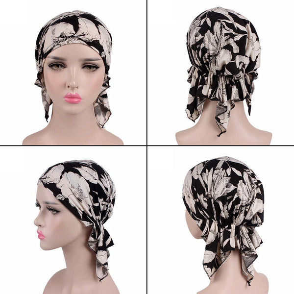 Women's Floral Chemo Cap Cancer Hat Muslim Hair Scarf Turban Hijab Head Wrap NEW