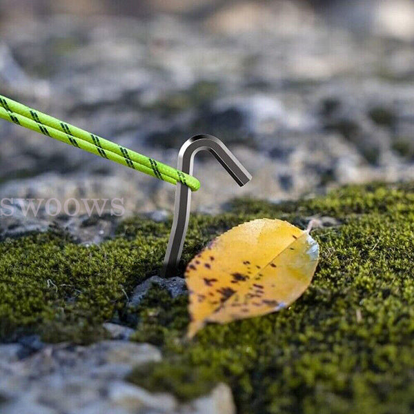12/24 Aluminum Tent Pegs Hook Outdoor Camping Trip Ground Durable Nail Stakes
