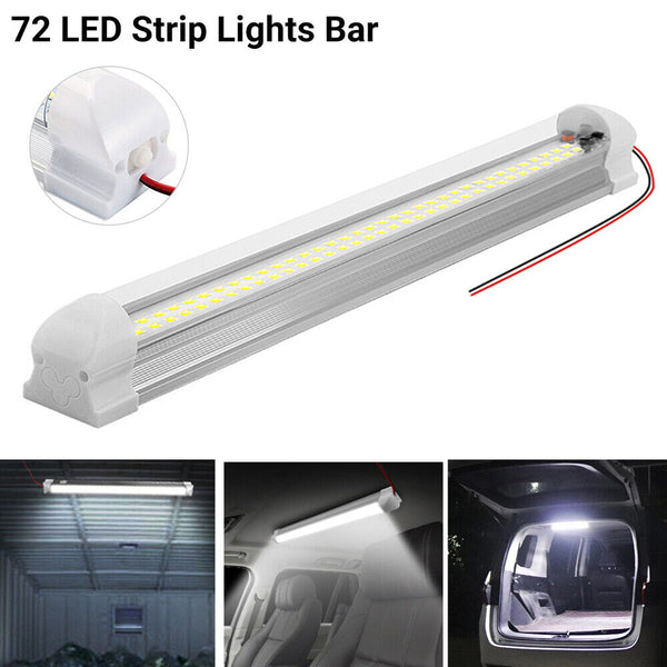 1/2X 72 LED Strip Lights Bar Car Interior Waterproof Lamp Caravan Boat Camping