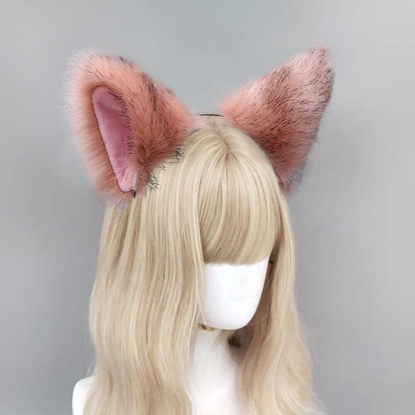 1/2xWomen Girls Fluffy Fur Cat Kitty fox animal Costume Ears Party Hair Clips On