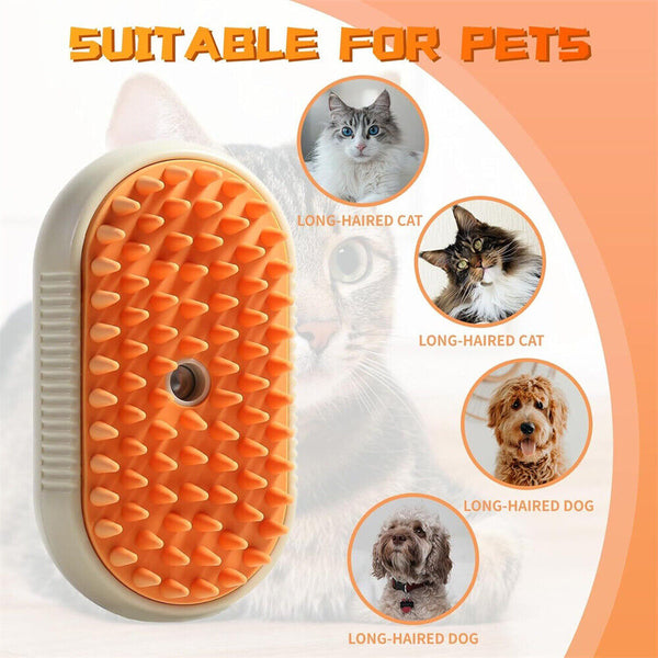 1/2x 3 in 1 Cat Steam Brush Pet Grooming Dog Brush Electric Spray Massage Steamy