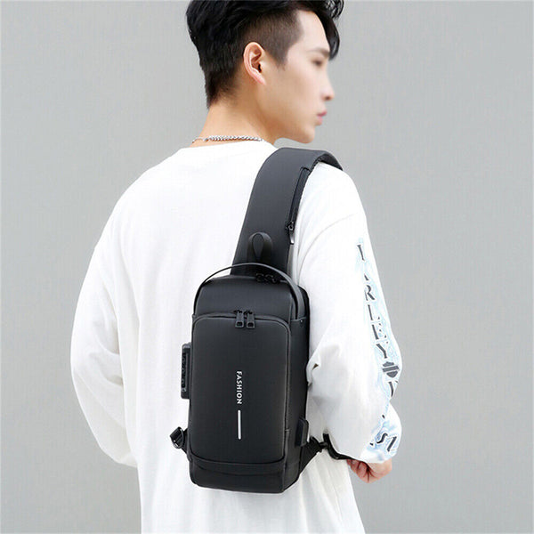 Men's Sling Crossbody Bag Anti-theft Chest Shoulder Messenger Backpack USB Port