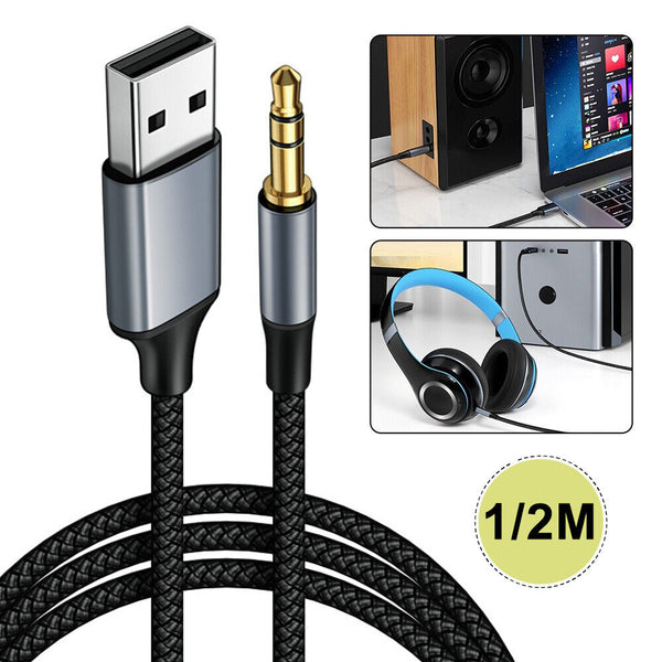 Adapter Wire USB A to 3.5 Jack Male to Male USB to 3.5mm Aux Line Audio Cable