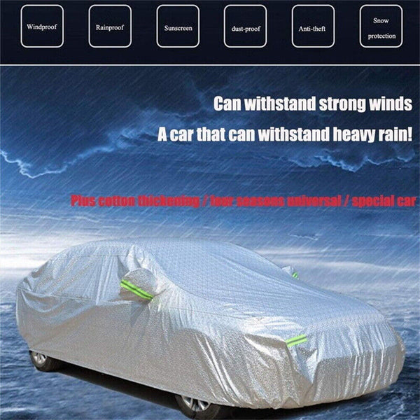 Waterproof Aluminum Car Cover 6 Layer Large Rain UV Dust Hail Resitant Full Size