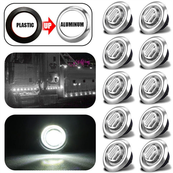 10x Round LED Side Clearance Marker Lights 12V 24V Truck Trailer Lorry Indicator