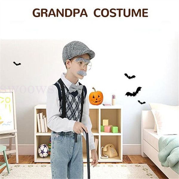 Boys Grandpa Little Old Man Costume Child Kids Cosplay Party 100 Days Of School