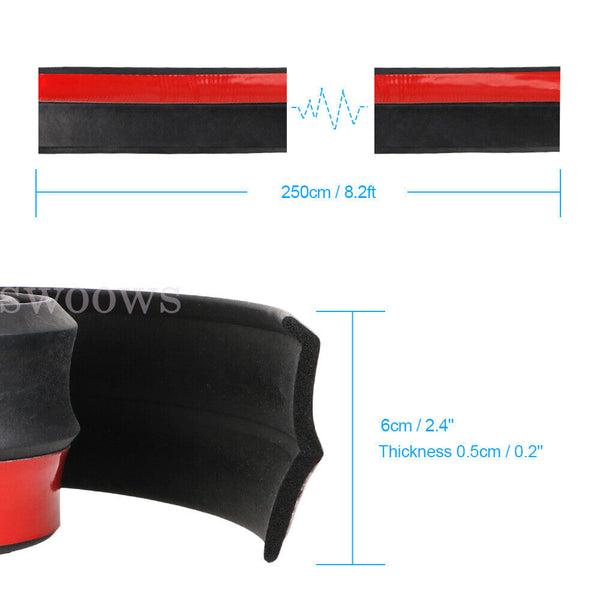 2.5M Car Front Bumper Lip Splitter Body Side Spoiler Protector Rubber Universal