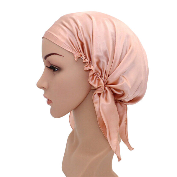 Pure Mulberry Silk Adjustable Night Cap Soft Sleeping Cap Hair Care Wrap Bonnet