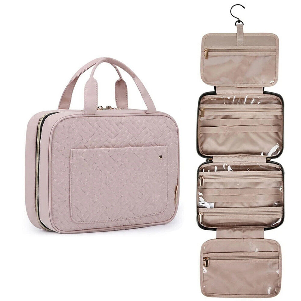 Waterproof Cosmetic Organizer Large Toiletry Bag Hanging Hook Travel Makeup Case