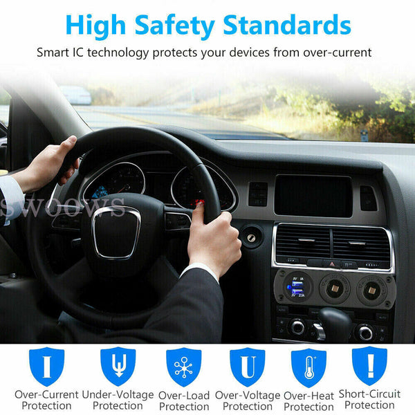 12V-24V Dual USB Charger Power Socket Plug Panel Car Boat Voltmeter Outlet