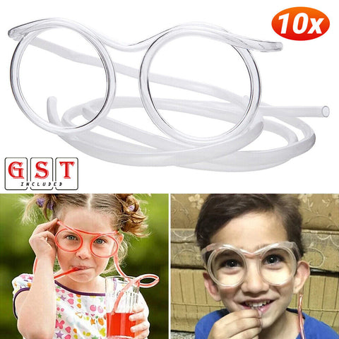 5/10X Novelty Silly Clear Drinking Straw Glasses Straws for Kids Christmas Party