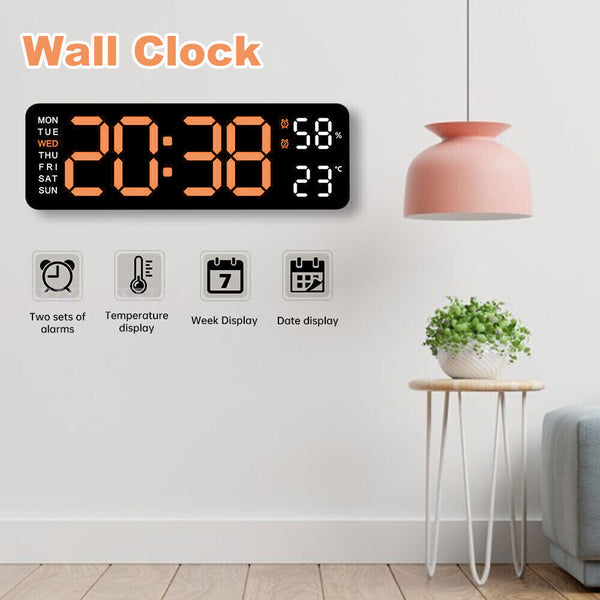 With Calendar Date Temperature LED Large Display USB Clock Digital Wall