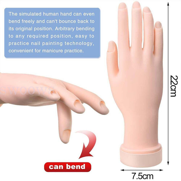 2x Practice Model Hand Nail Art Trainer Hand Fake Hand For Acrylic Gel False NEW