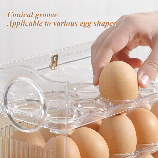 3Tier Storage Rack Egg Holder Space Saver Tray Flip Stand Dispenser Refrigerator