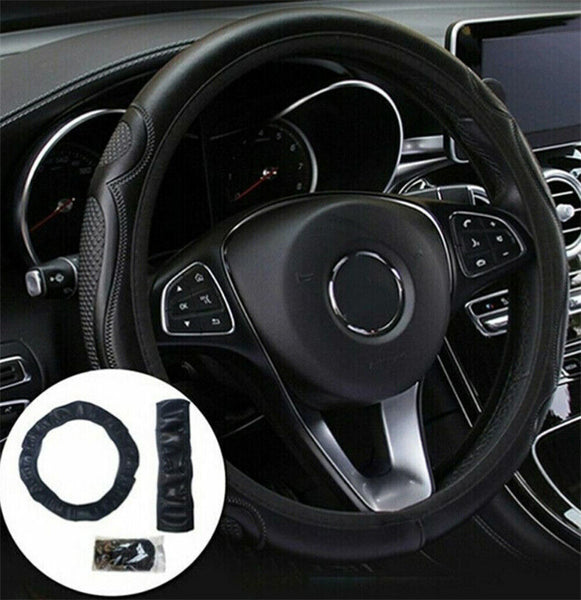 Universal_Auto Car Steering Wheel Cover Leather Breathable Anti-slip Black NEW