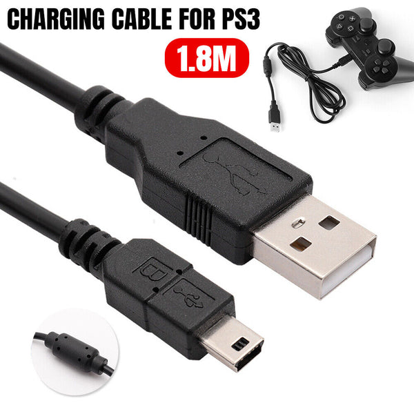 1-3x 1.8M USB Charger Charging Cable for Playstation 3 PS3 Wireless Controller