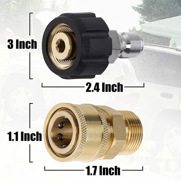 5000PSI M22-Swivel Pressure Washer Hose Adapter 3/8 Quick Connect Fittings