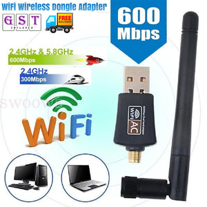 600Mbps USB WiFi Adapter Wireless Dongle Dual Band 2.4GHz/5GHz For PC Laptop