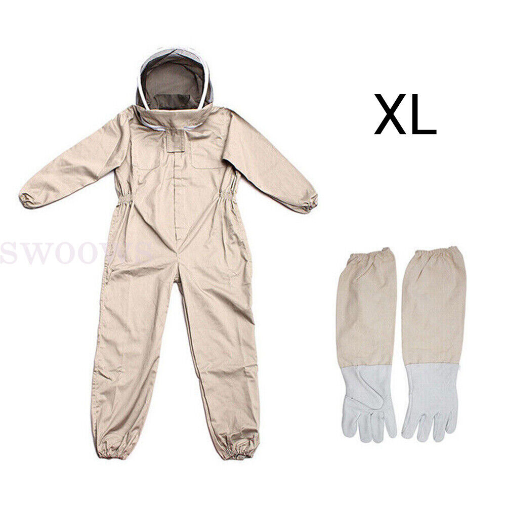 Full Beekeeping Suit Heavy Duty Leather Ventilated Keeping Gloves Bee Anti-Sting